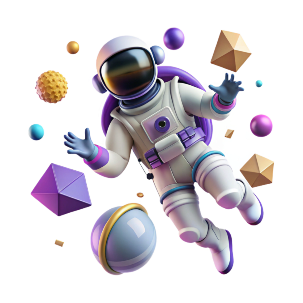 dramatic artistic Astronaut Floating Weightless Transparent Background authentic png