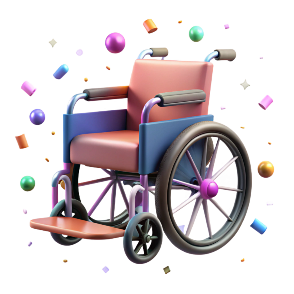 serene contemporary Wheelchair Side View Isolated Element premium png