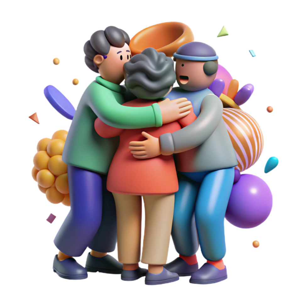 beautiful minimalist Group of People Hugging Isolated Cutout original png