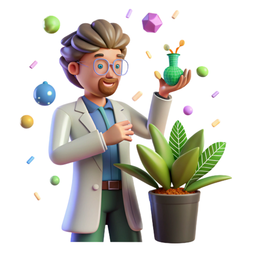 beautiful rustic Scientist Examining Plant Sample Transparent Background professional png