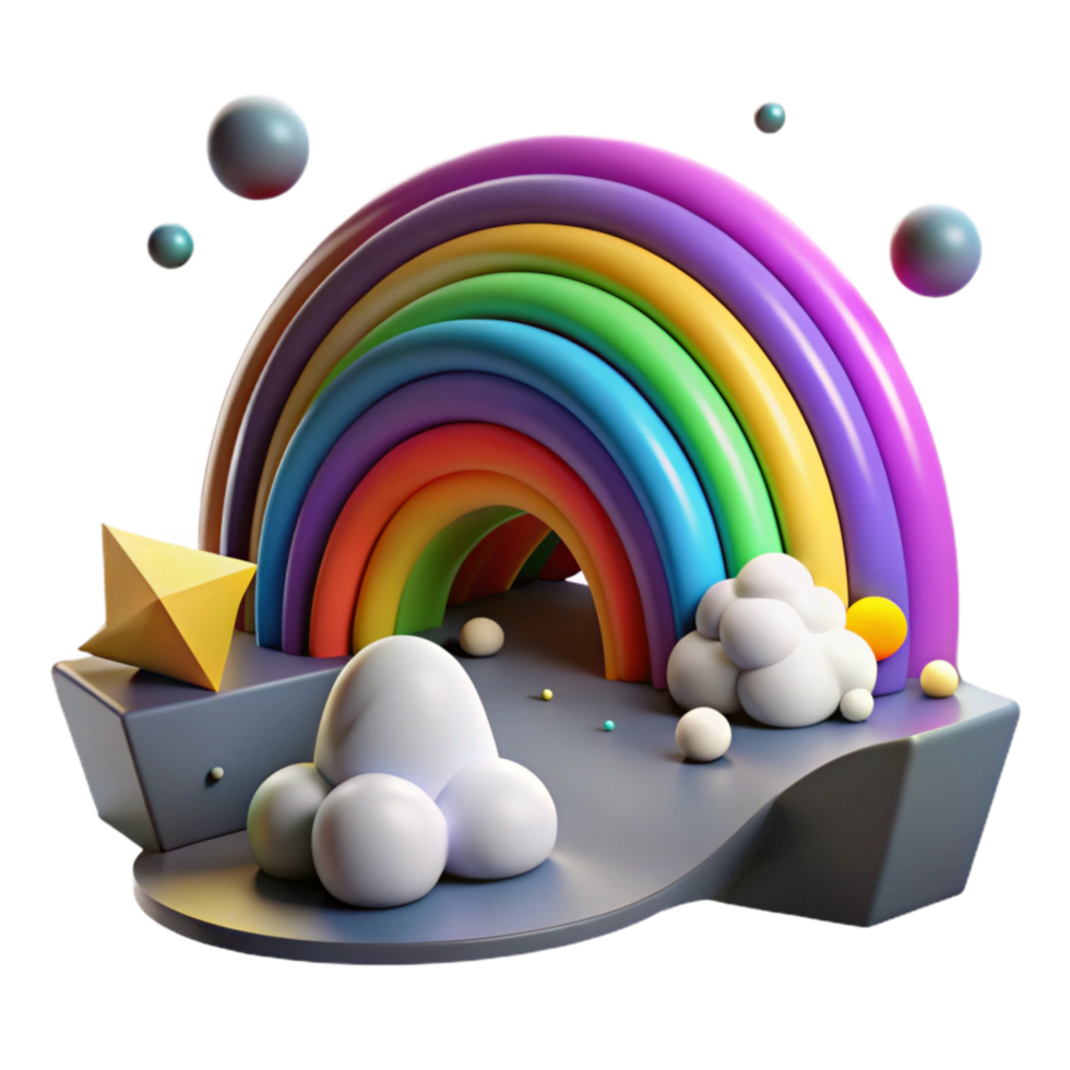 serene vintage Colorful Rainbow Arcing Over City Cutout with Soft Lighting authentic png