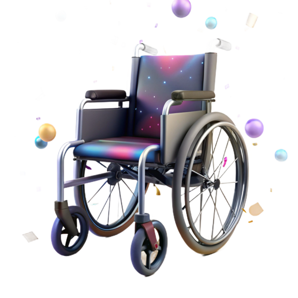 beautiful minimalist Wheelchair Front View Isolated Transparent Background professional png