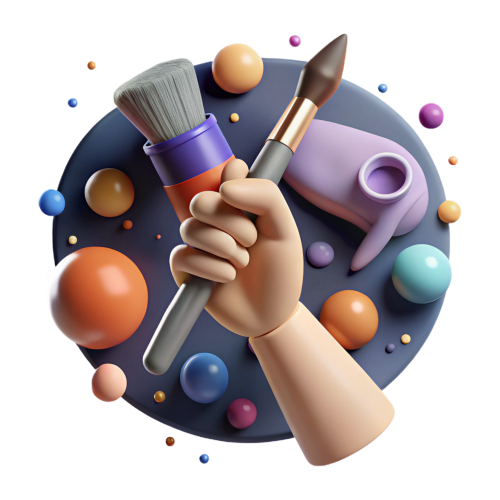 wonderful vintage Hand Holding Paintbrush Cutout with Soft Lighting professional png