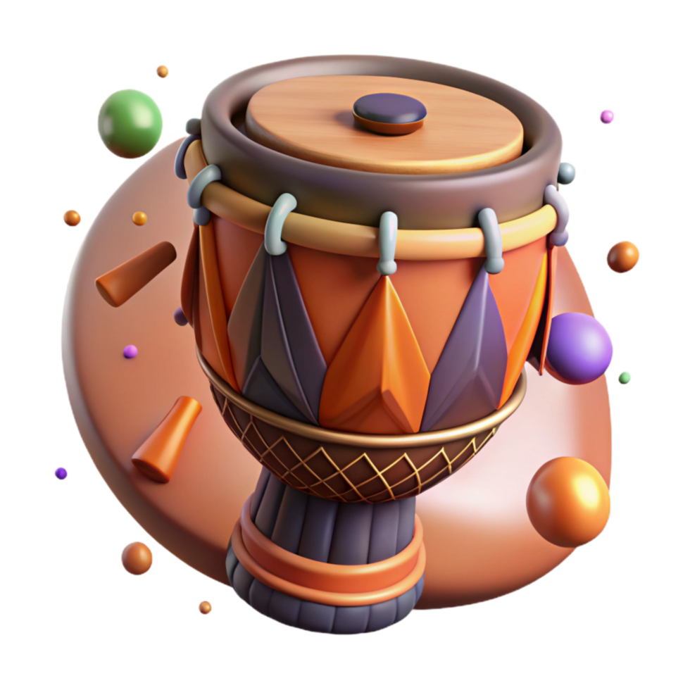 serene contemporary Traditional African Drum Cutout Element high quality png