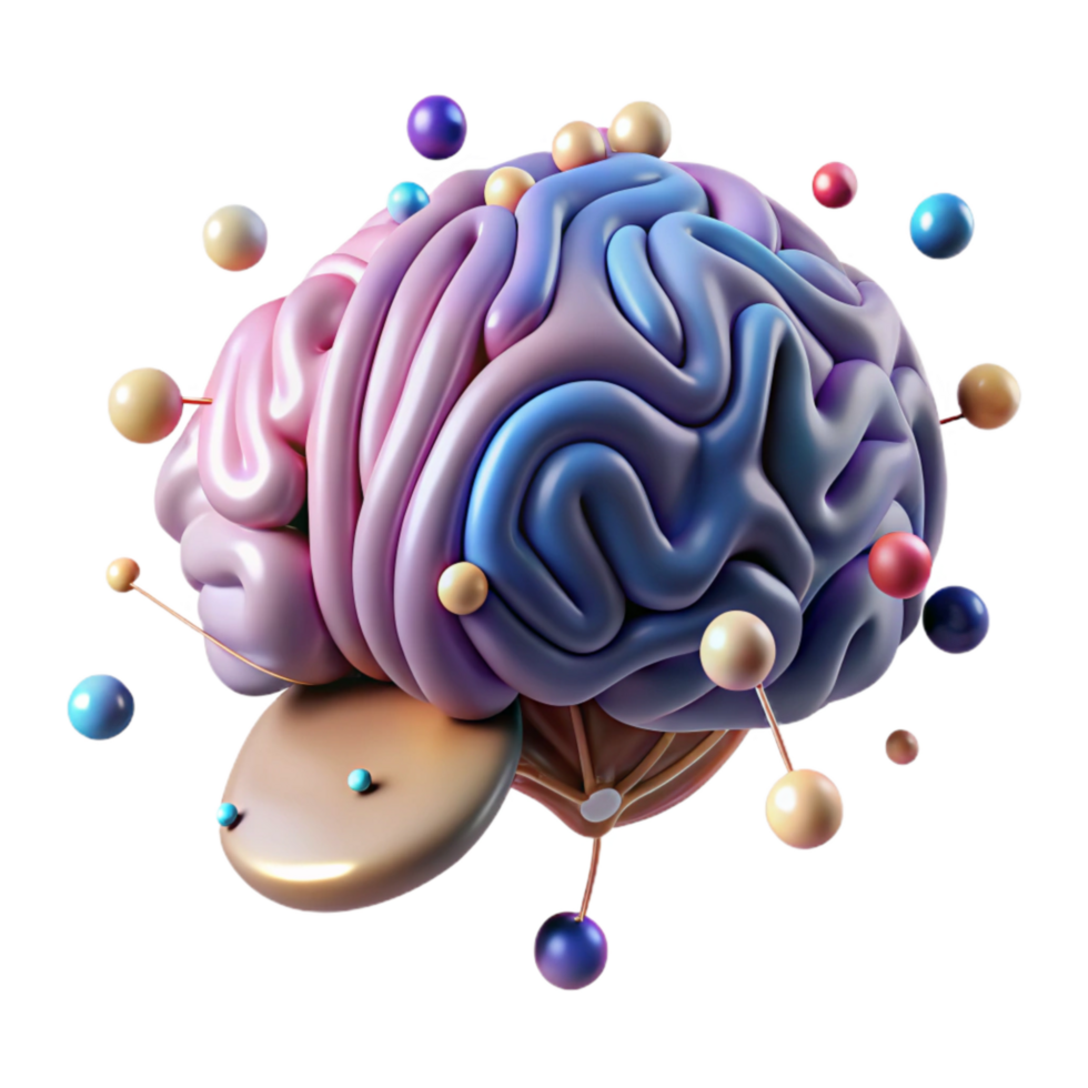 impressive modern Human Brain with Data Flow Overlay Transparent Background png