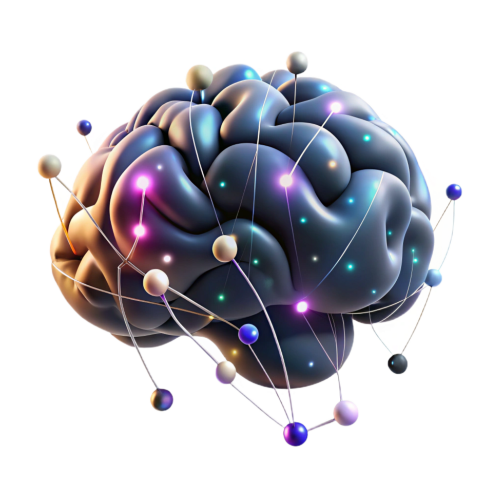 elegant rustic Brain with Glowing Connections Isolated Element genuine png