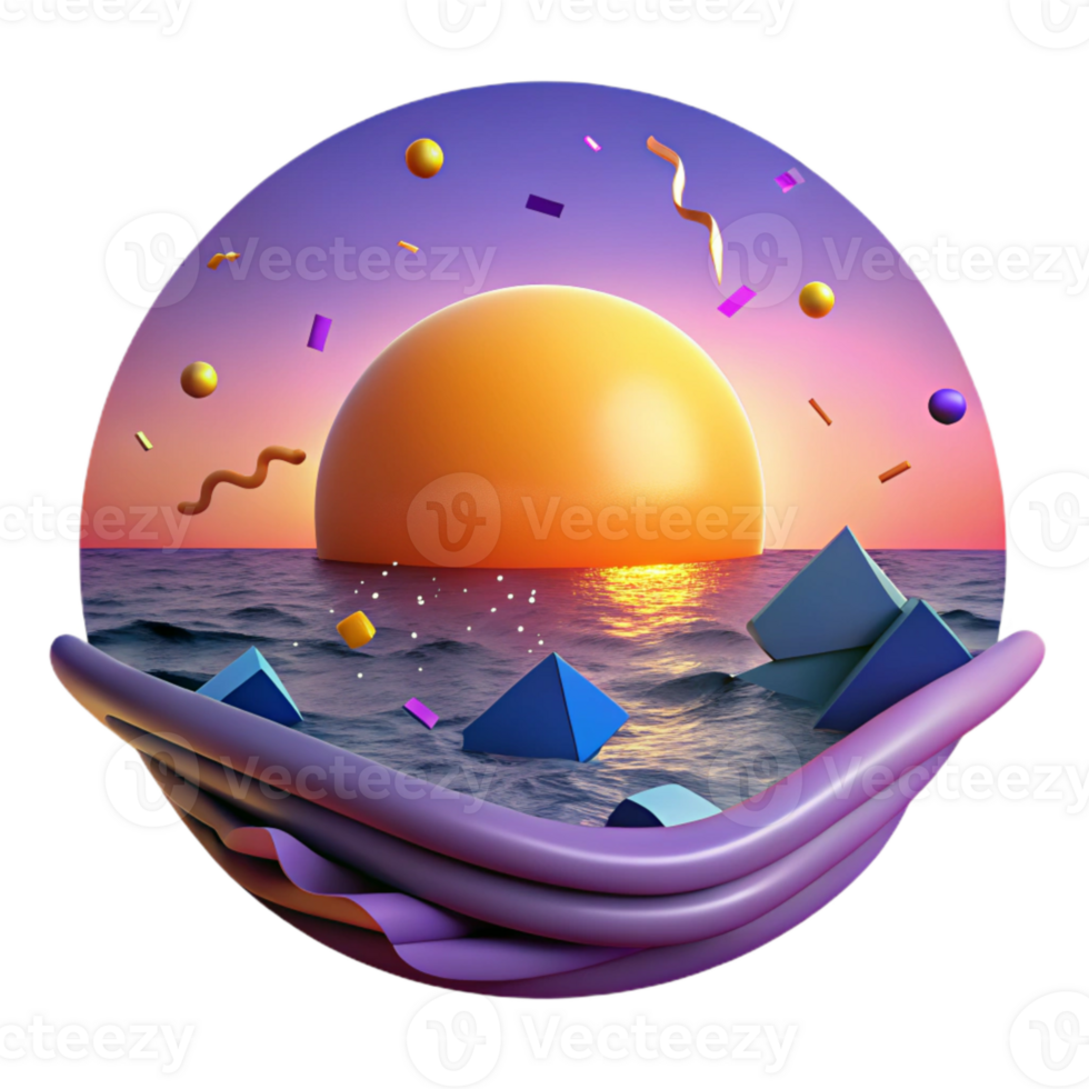 wonderful minimalist Sunset Over Ocean Cutout with Orange and Purple Hues authentic png