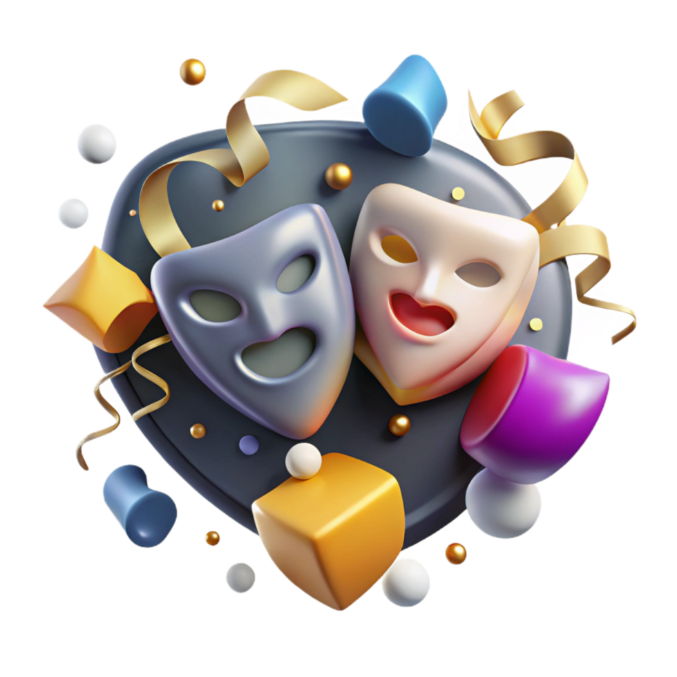 elegant contemporary Abstract Theater Symbol Masks Design Transparent Background high resolution png