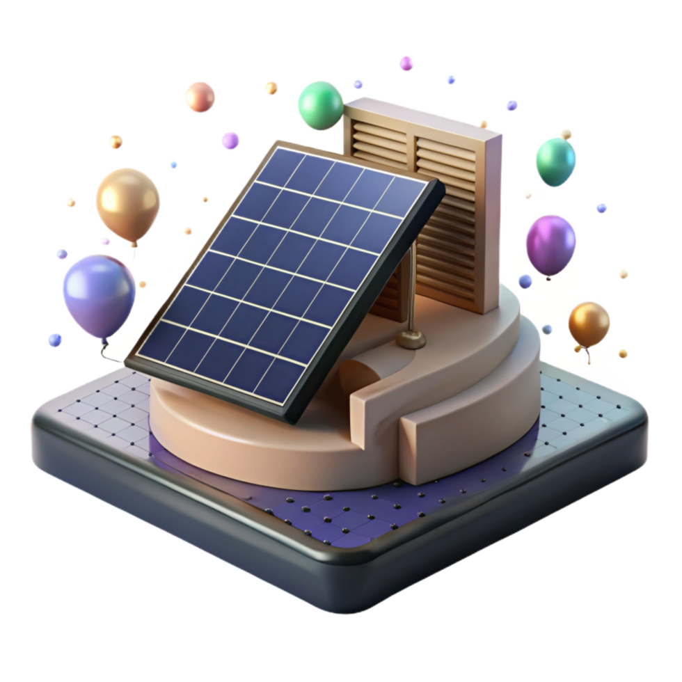 dramatic traditional Solar Panel Array on Desert Landscape Isolated high resolution png