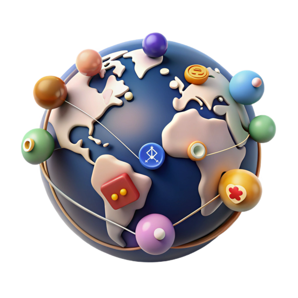 magnificent vintage World Map with Social Media Connections Transparent exclusive png