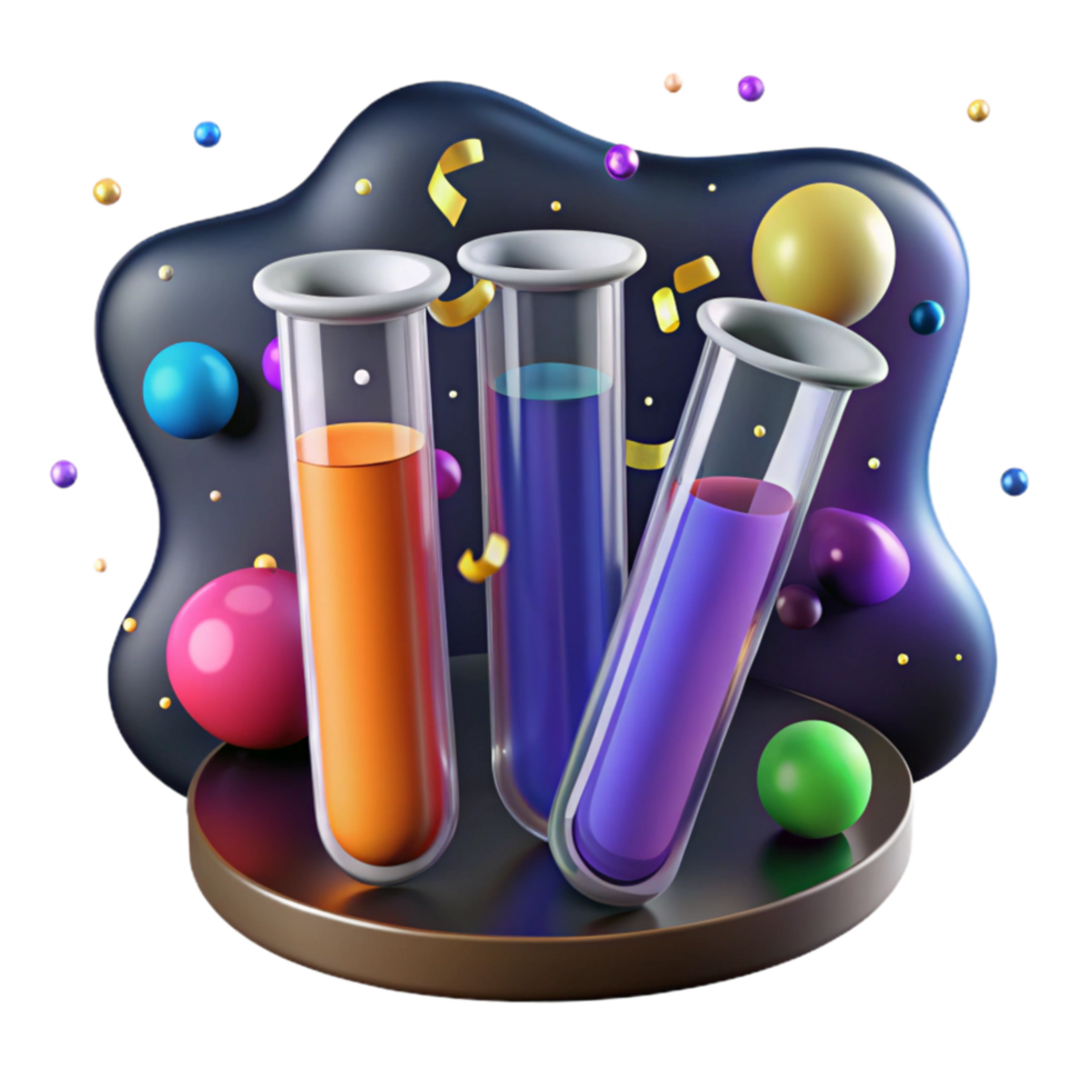 stunning abstract Test Tubes with Colorful Liquids Transparent Background professional png