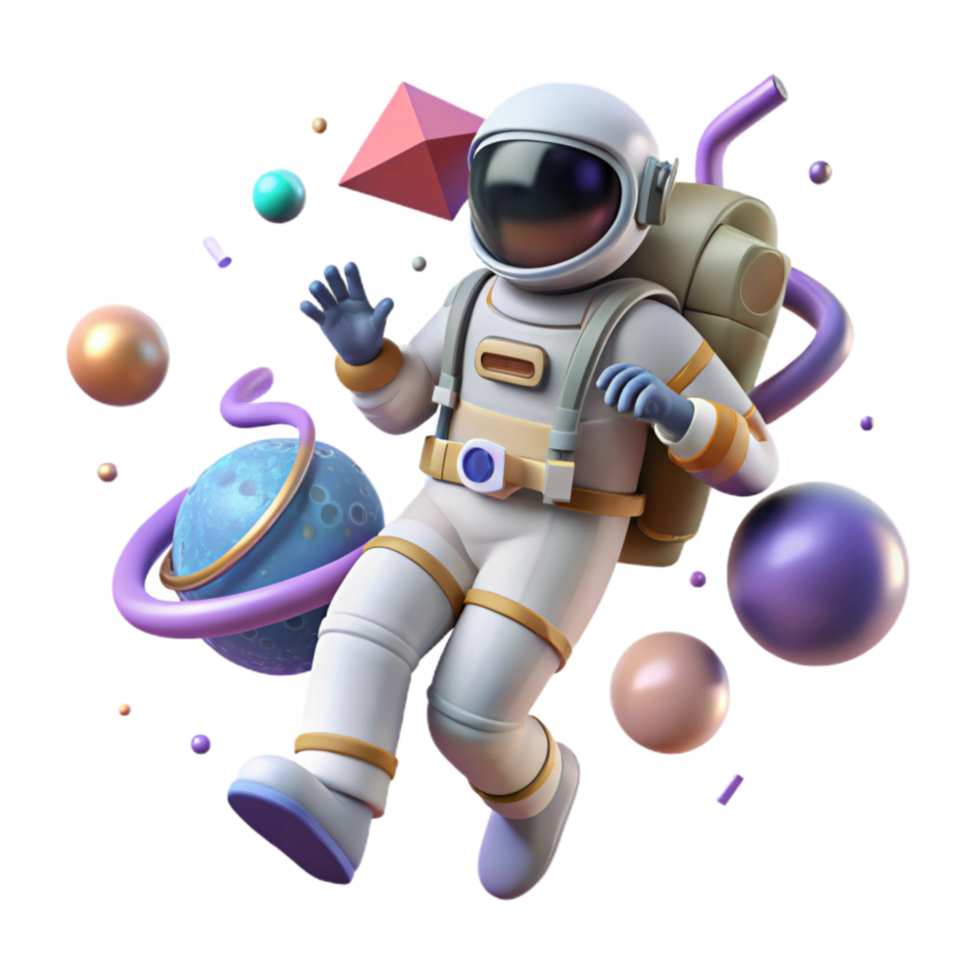 impressive rustic Astronaut Floating Weightless Transparent Background png