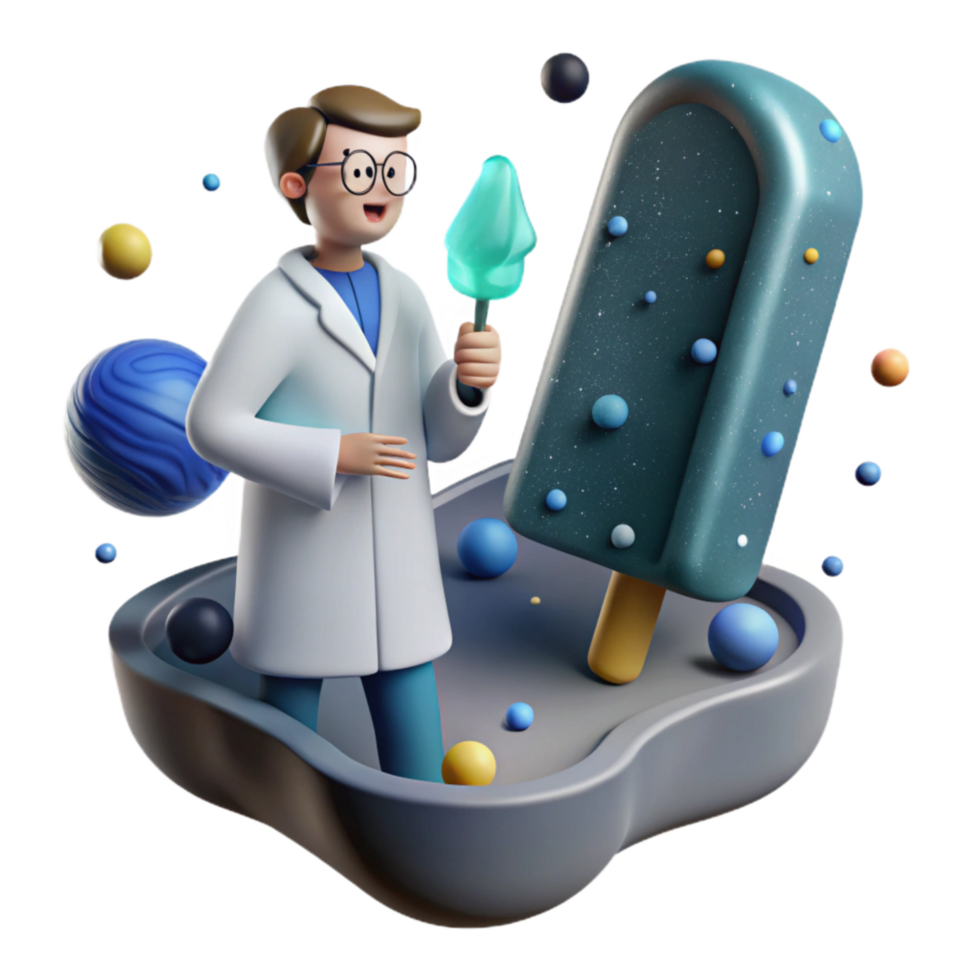 elegant contemporary Scientist Studying Ice Core Sample Isolated png
