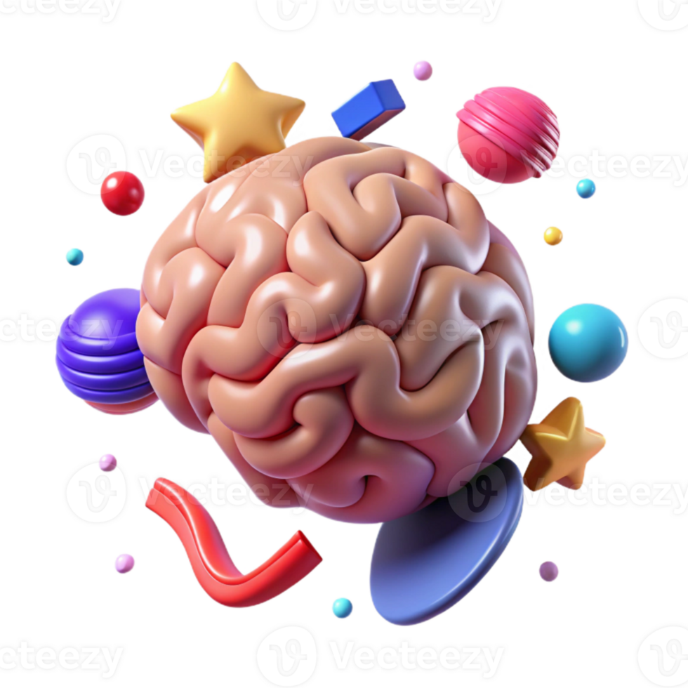 elegant artistic Rotating Brain Animation Sequence Isolated Element authentic png