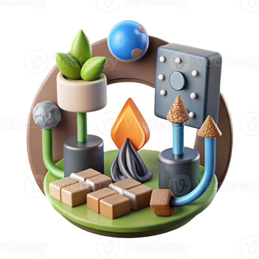 dramatic classic Biomass Energy Production Cycle Diagram with Arrows professional png