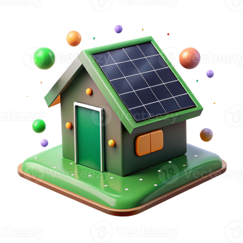 impressive artistic Solar Powered House with Garden Cutout genuine png