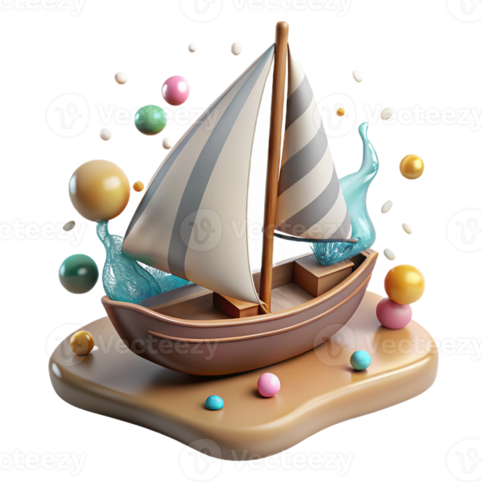vibrant creative Sailboat Race Scene Isolated Element original png
