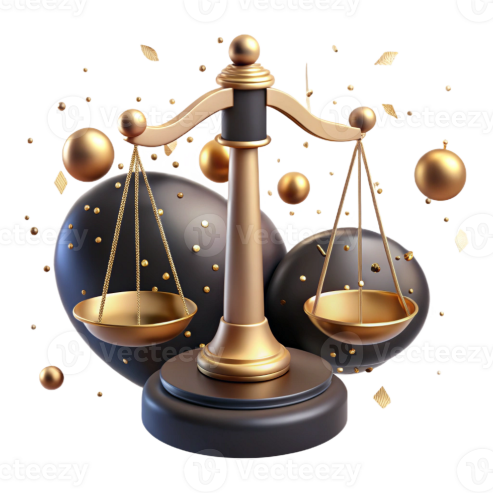 vibrant creative Scales of Justice Tipped One Way Gold Transparent Background exclusive png