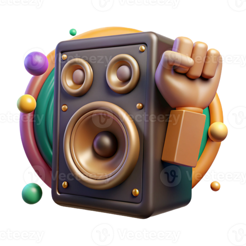 elegant rustic Speaker with Raised Fist Cutout with Backlighting authentic png