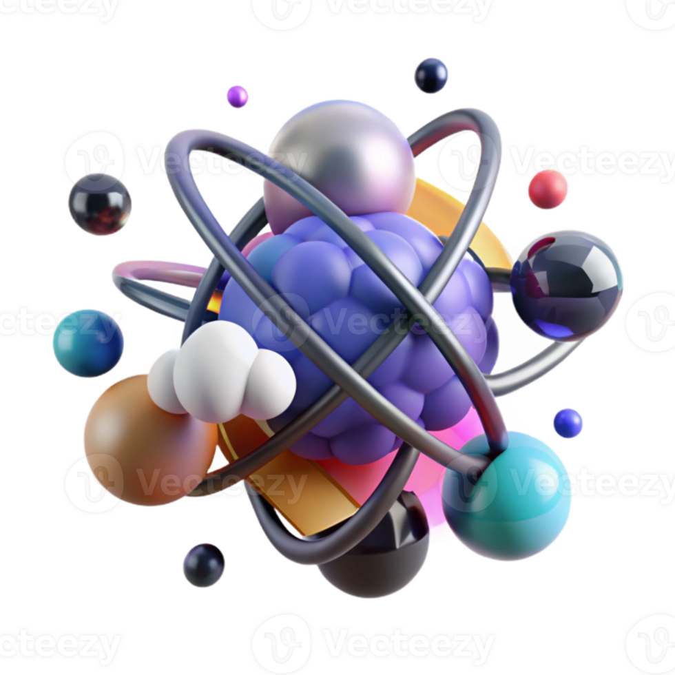 serene artistic Atom Nucleus and Electron Cloud Transparent Element authentic png