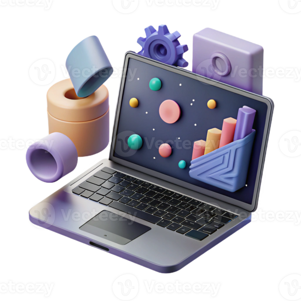 impressive modern Modern Laptop with Ai Software Interface Transparent Background original png