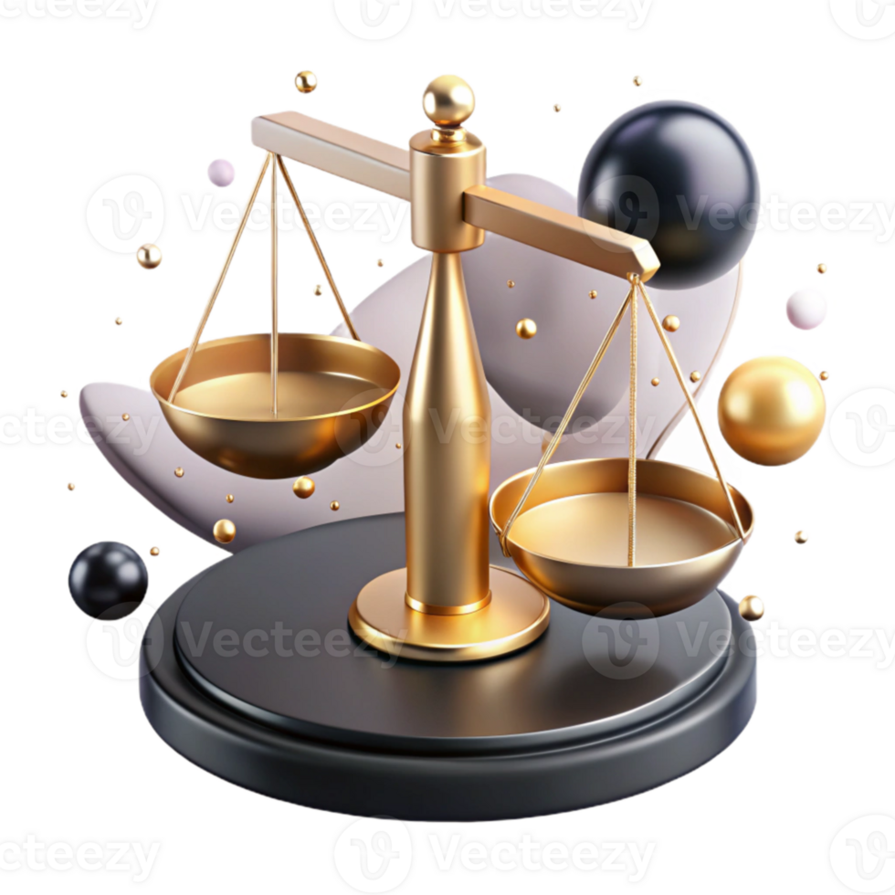 magnificent minimalist Balance Scale Tipping One Way Gold Transparent Background professional png