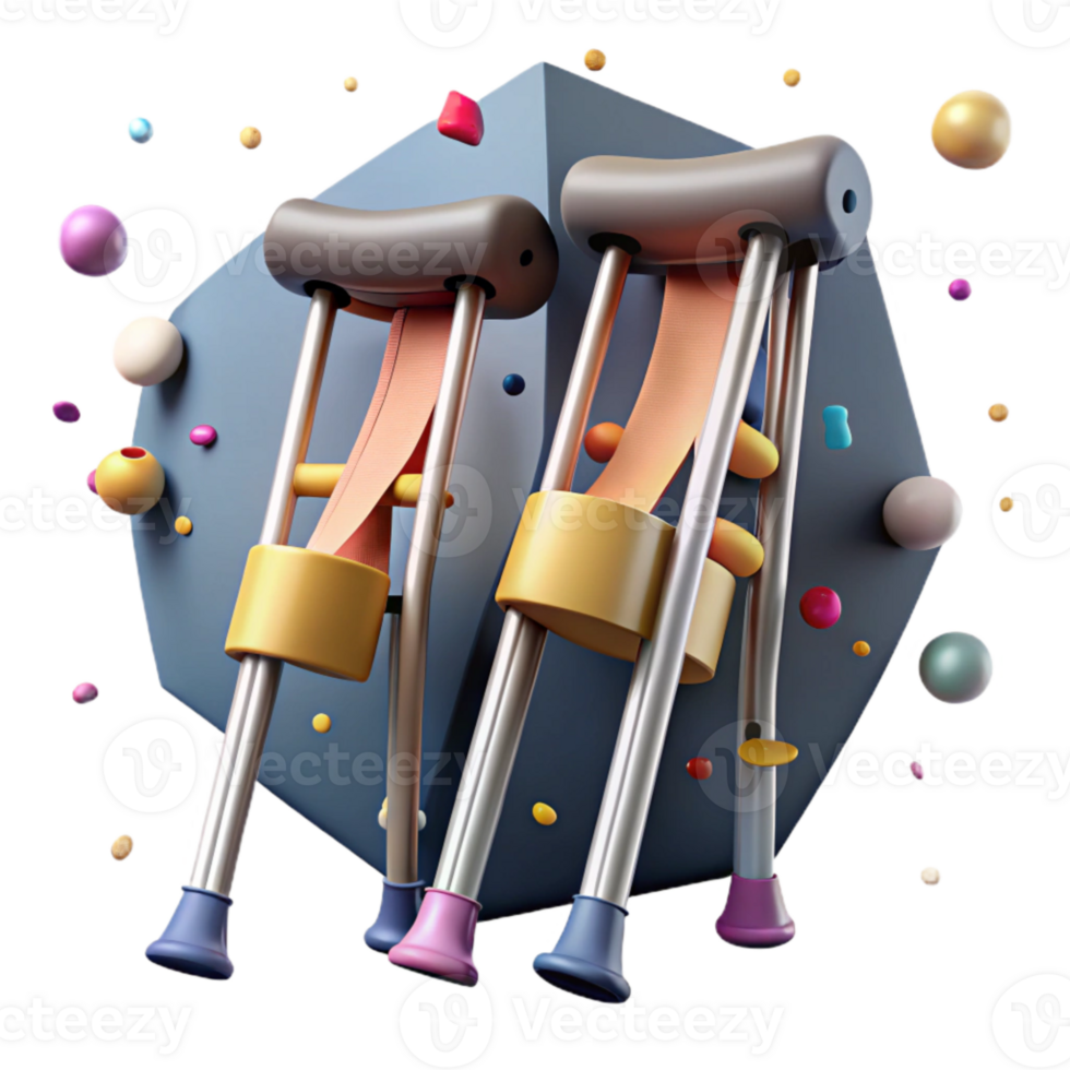 beautiful vintage Crutches Leaning Against Wall Transparent Background high quality png