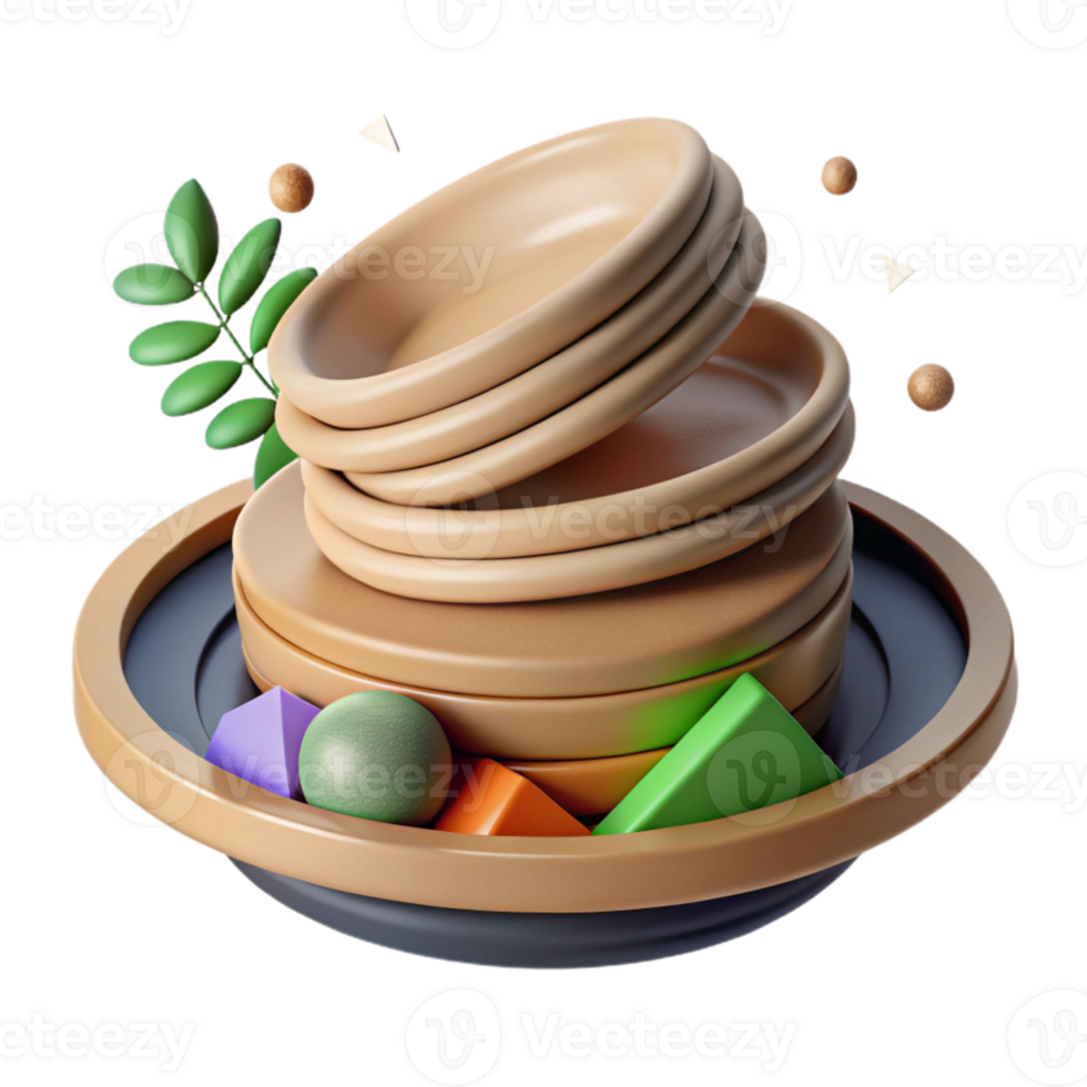serene modern Compostable Plate Stacked View Cutout genuine png