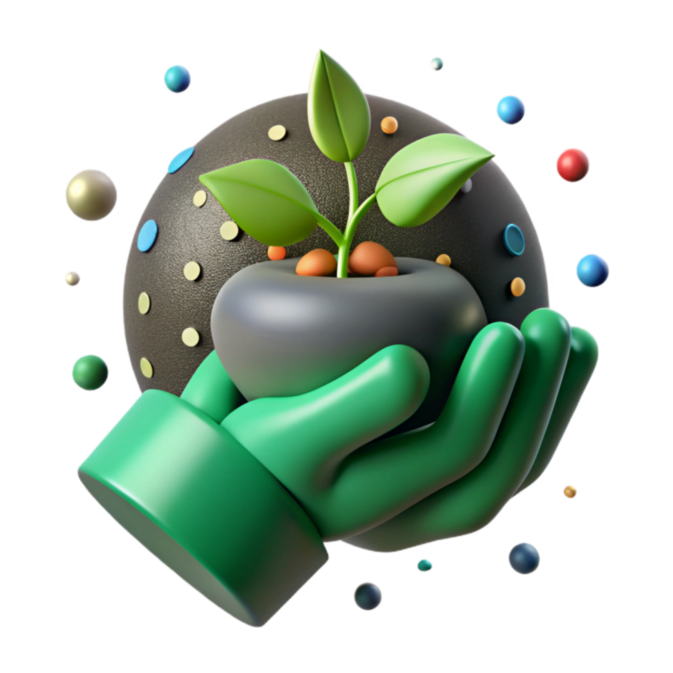 dramatic traditional Green Thumb Holding Sprout Close Up Cutout exclusive png