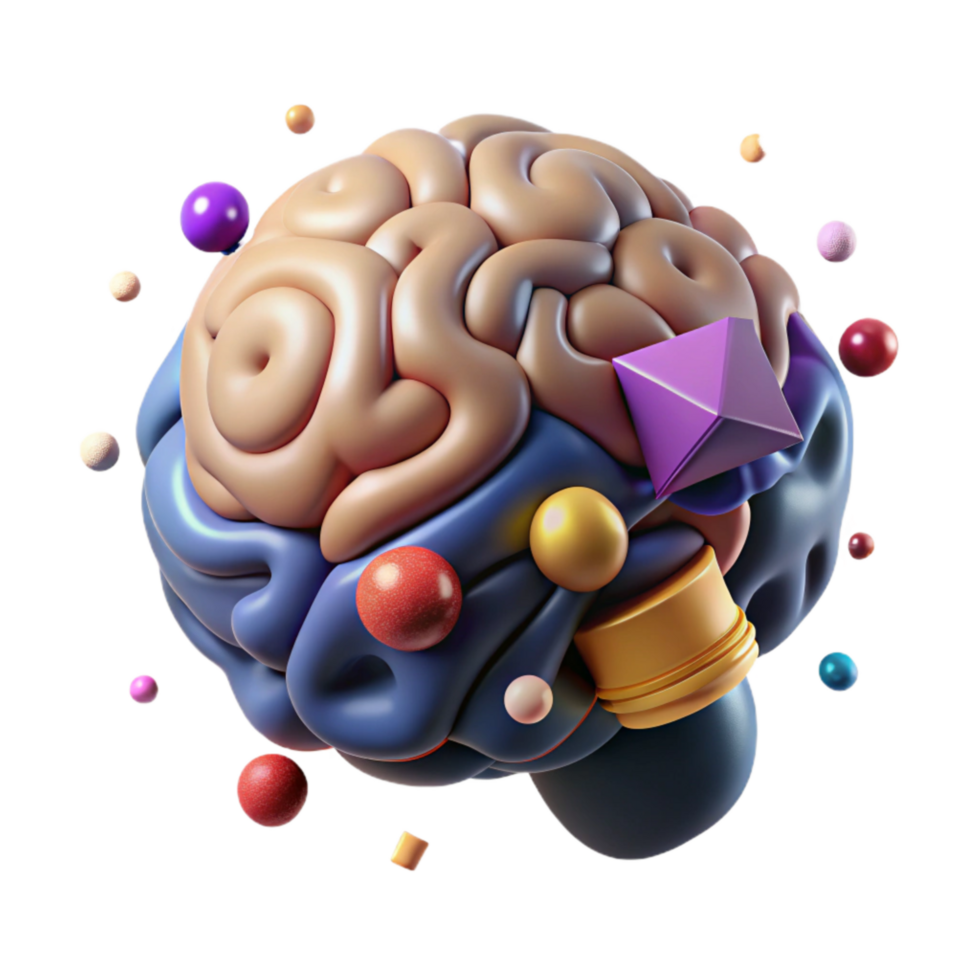 impressive classic Human Brain Model Isometric View Cutout png