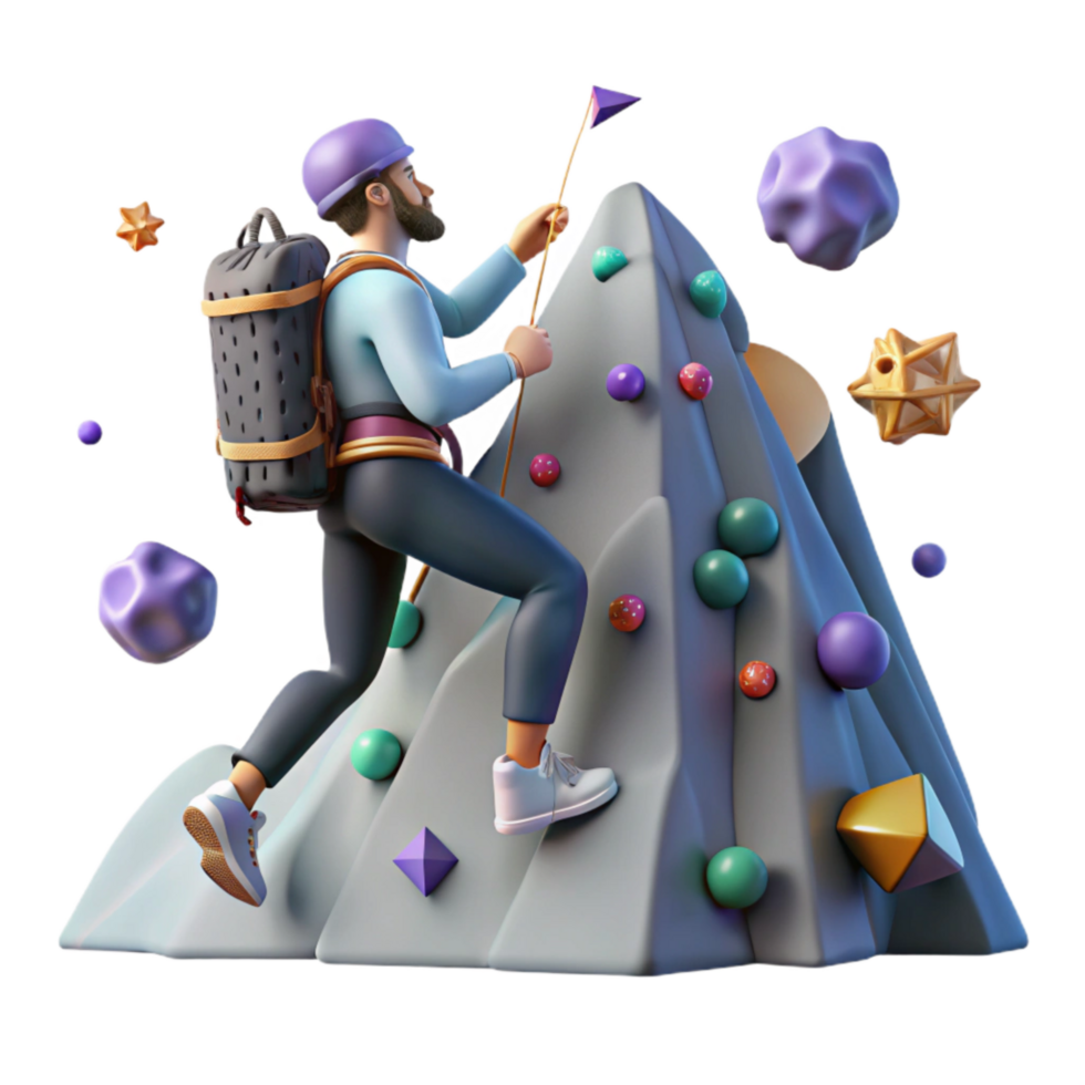 extraordinary artistic Determined Individual Climbing Mountain Transparent Background exclusive png
