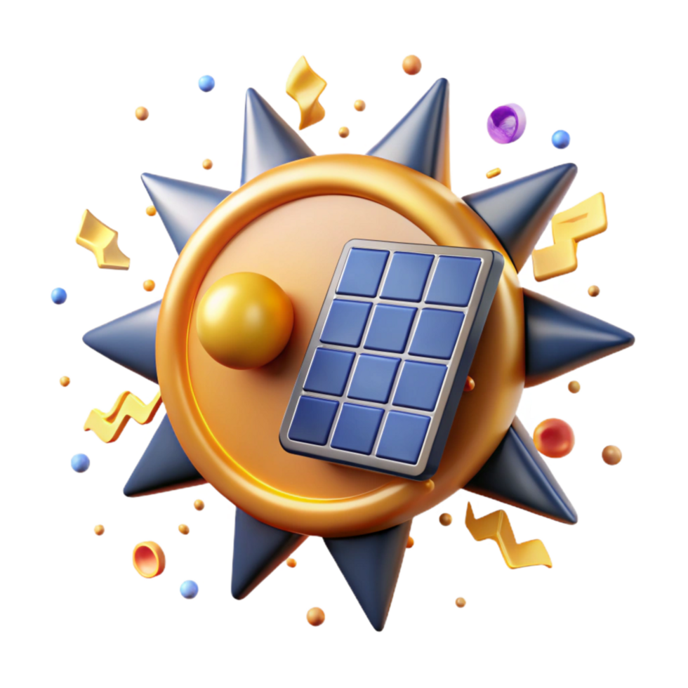 extraordinary modern Solar Energy Symbol with Sun Rays Transparent Background detailed png