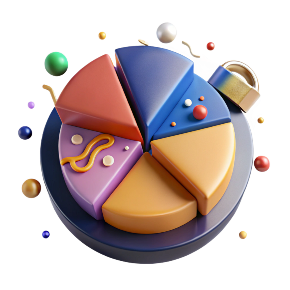 extraordinary minimalist Pie Chart Displaying Data Multicolored Transparent Background detailed png