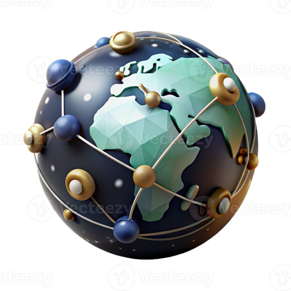 magnificent contemporary Digital World Map with Network Connections Transparent authentic png