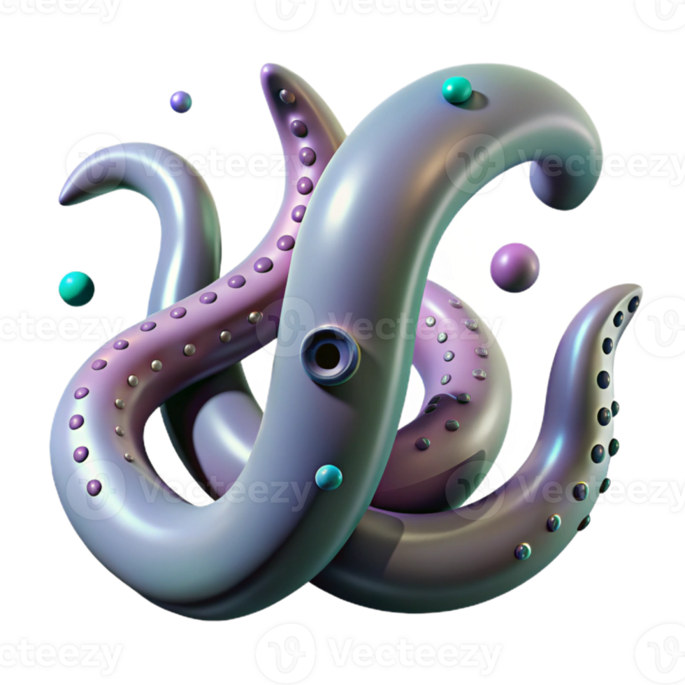 serene contemporary Giant Squid Tentacle Isolated with Gradient Shading detailed png