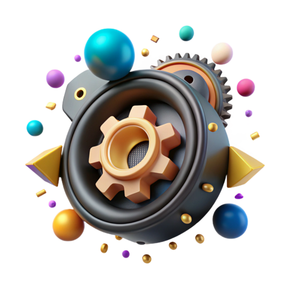 beautiful artistic Nano Gear Rotating Counter Clockwise Transparent Background png