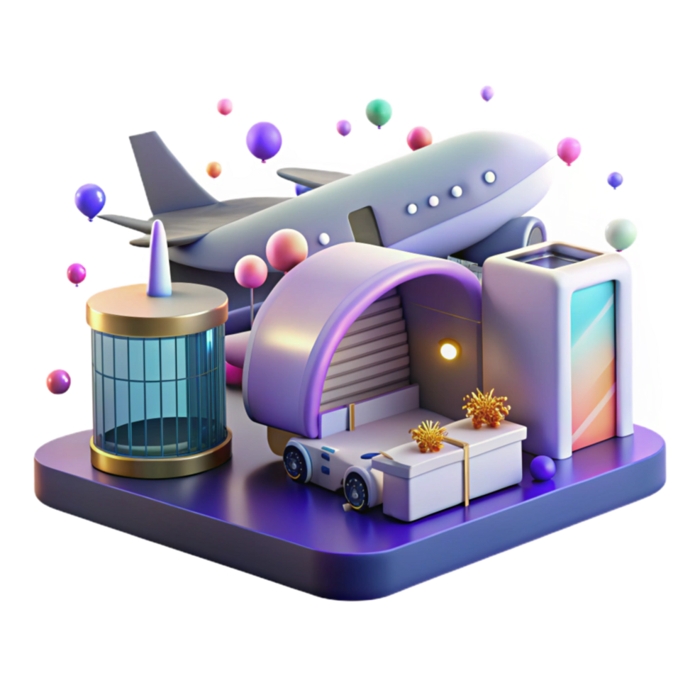 elegant minimalist Airport Terminal Side View Transparent Background high quality png