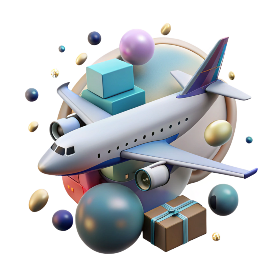 beautiful artistic Cargo Plane in Flight Transparent Background original png