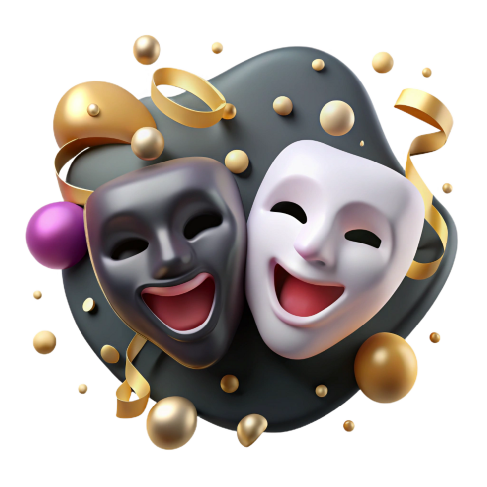 extraordinary vintage Theater Masks with Dramatic Expressions Transparent original png