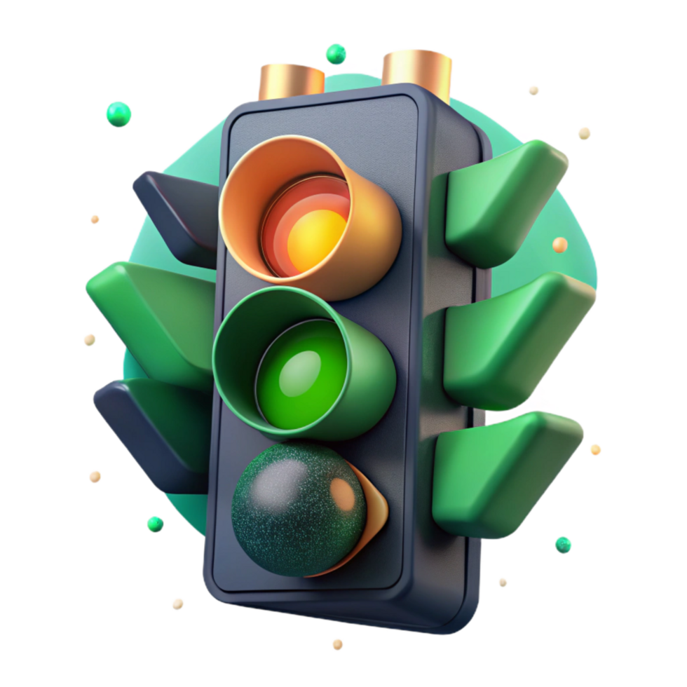 elegant artistic Traffic Light Signaling Choices Green Transparent Background premium png