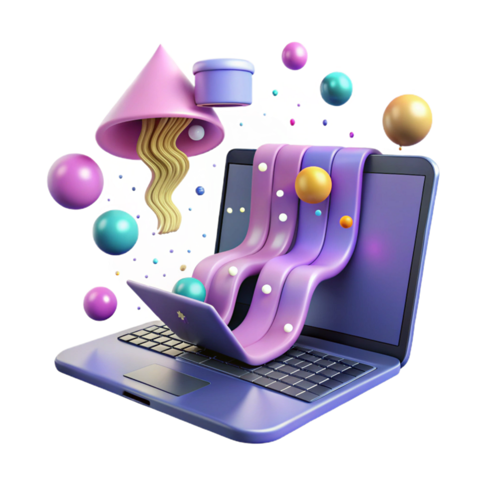 serene abstract Binary Code Stream Flowing From Laptop Screen Transparent Background png