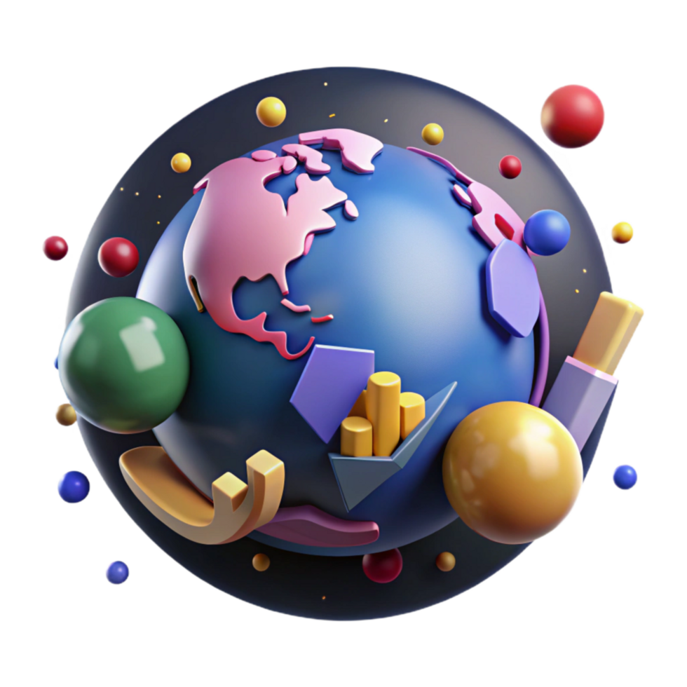 wonderful contemporary World Globe with Economic Indicators Isolated high resolution png