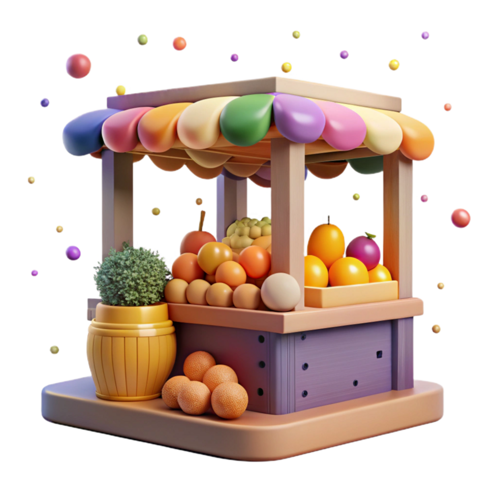 vibrant contemporary Organic Fruit and Vegetable Stand Side View Cutout authentic png