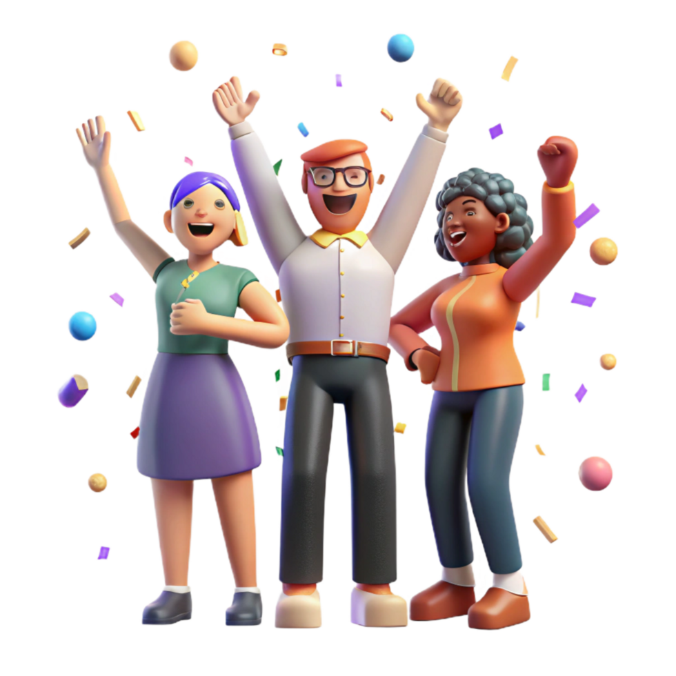 serene vintage Group of People Cheering Isolated Transparent Background png