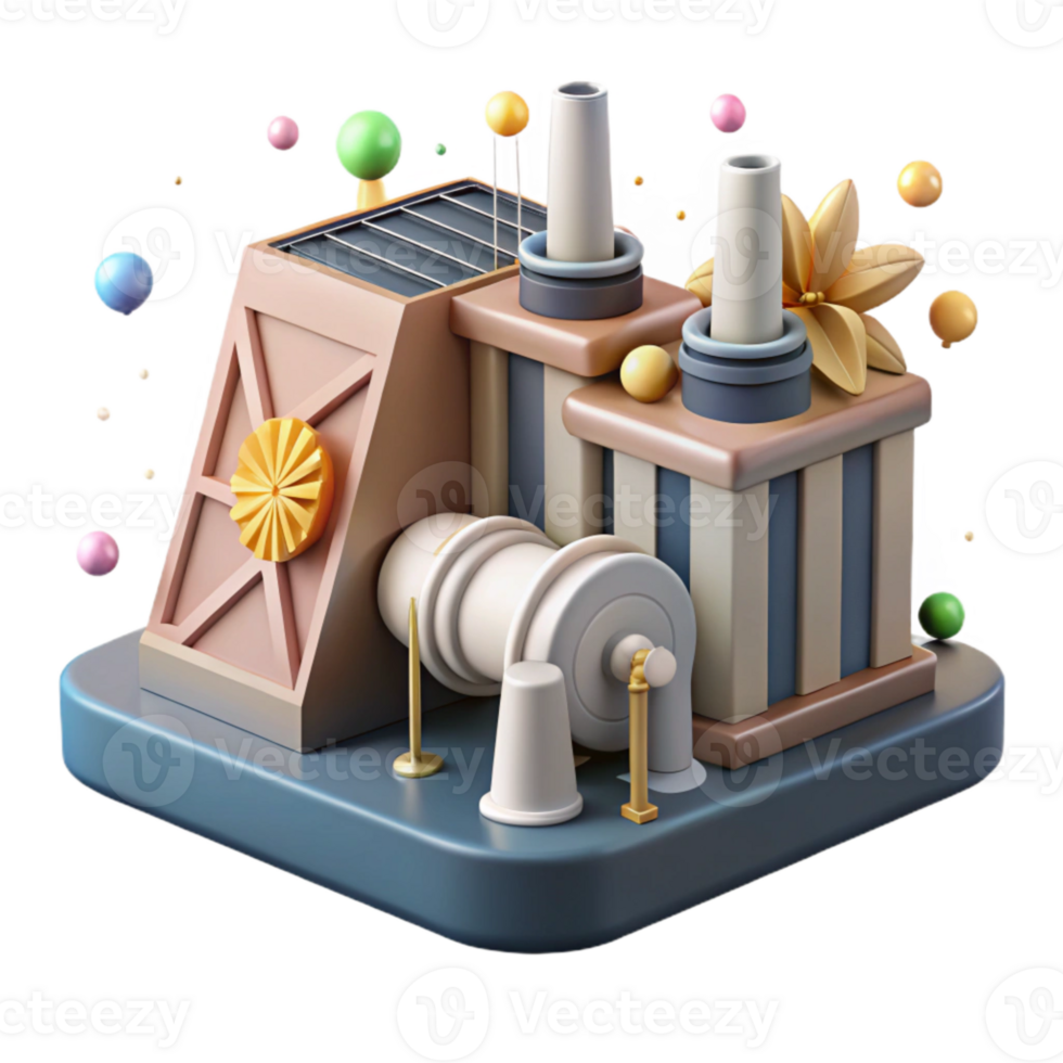 vibrant minimalist Hydro Power Plant Generating Clean Electricity Cutout exclusive png
