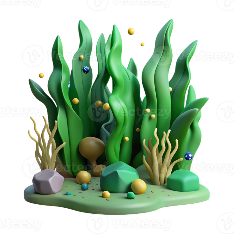 extraordinary modern Kelp Forest Green Hues Cutout with Depth of Field detailed png