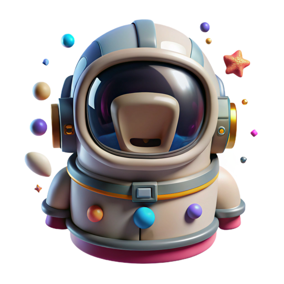 extraordinary abstract Astronaut Helmet Back View Lit Transparent Background exclusive png