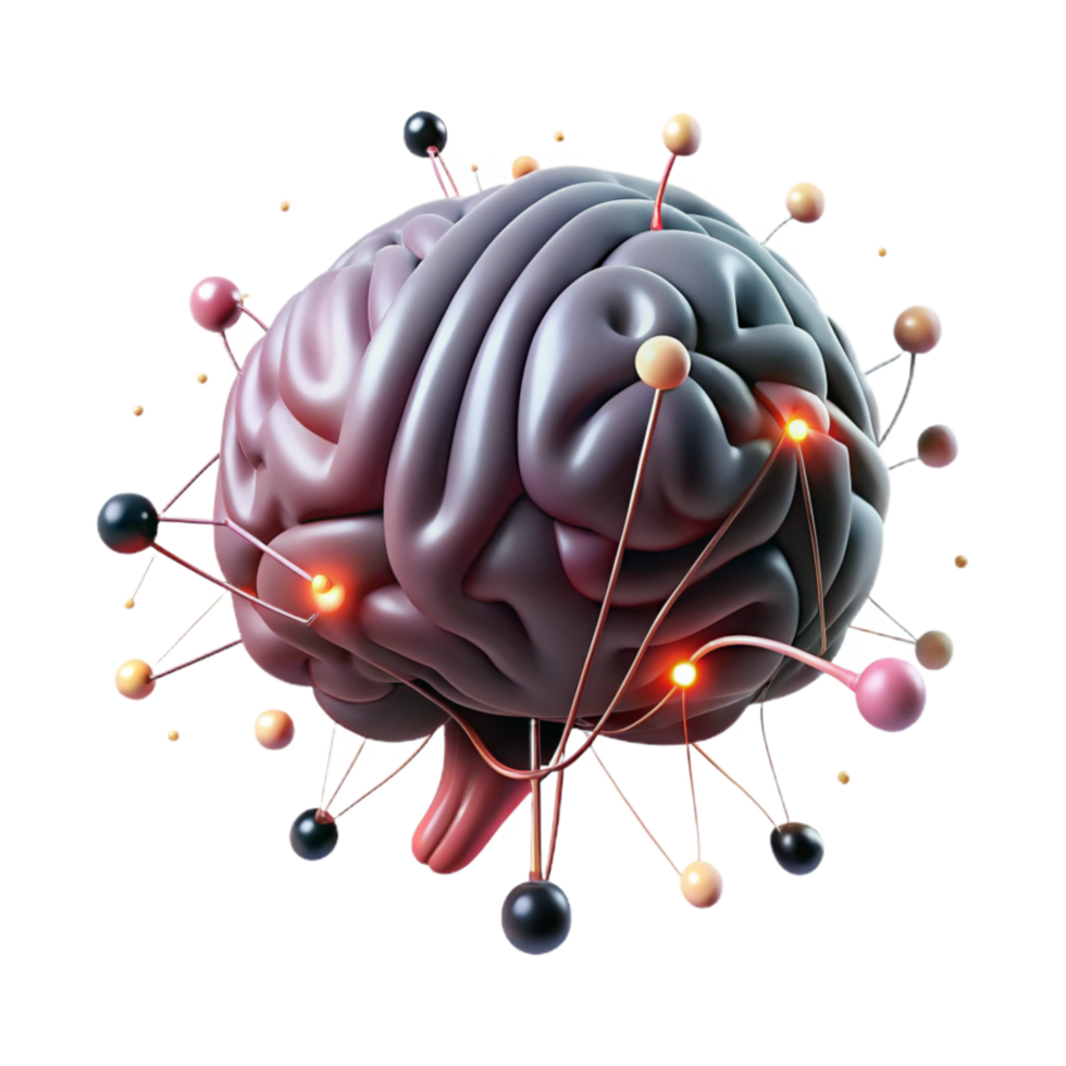 stunning classic Brain with Glowing Connections Isolated Element authentic png