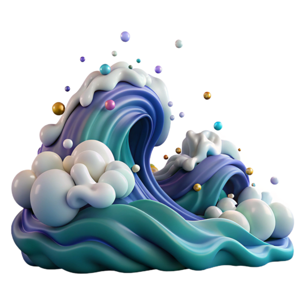 impressive traditional Ocean Waves Cresting Transparent Background with Foam genuine png