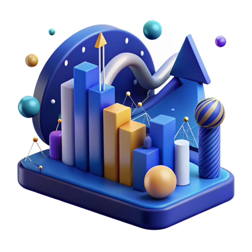 vibrant abstract Growing Stock Market Graph Blue Color Cutout Element authentic png
